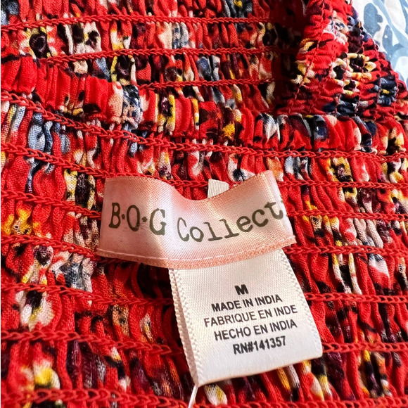 New BOG Collective Short Set in Orange Red Multicolored Floral Size Medium - Picture 4 of 6